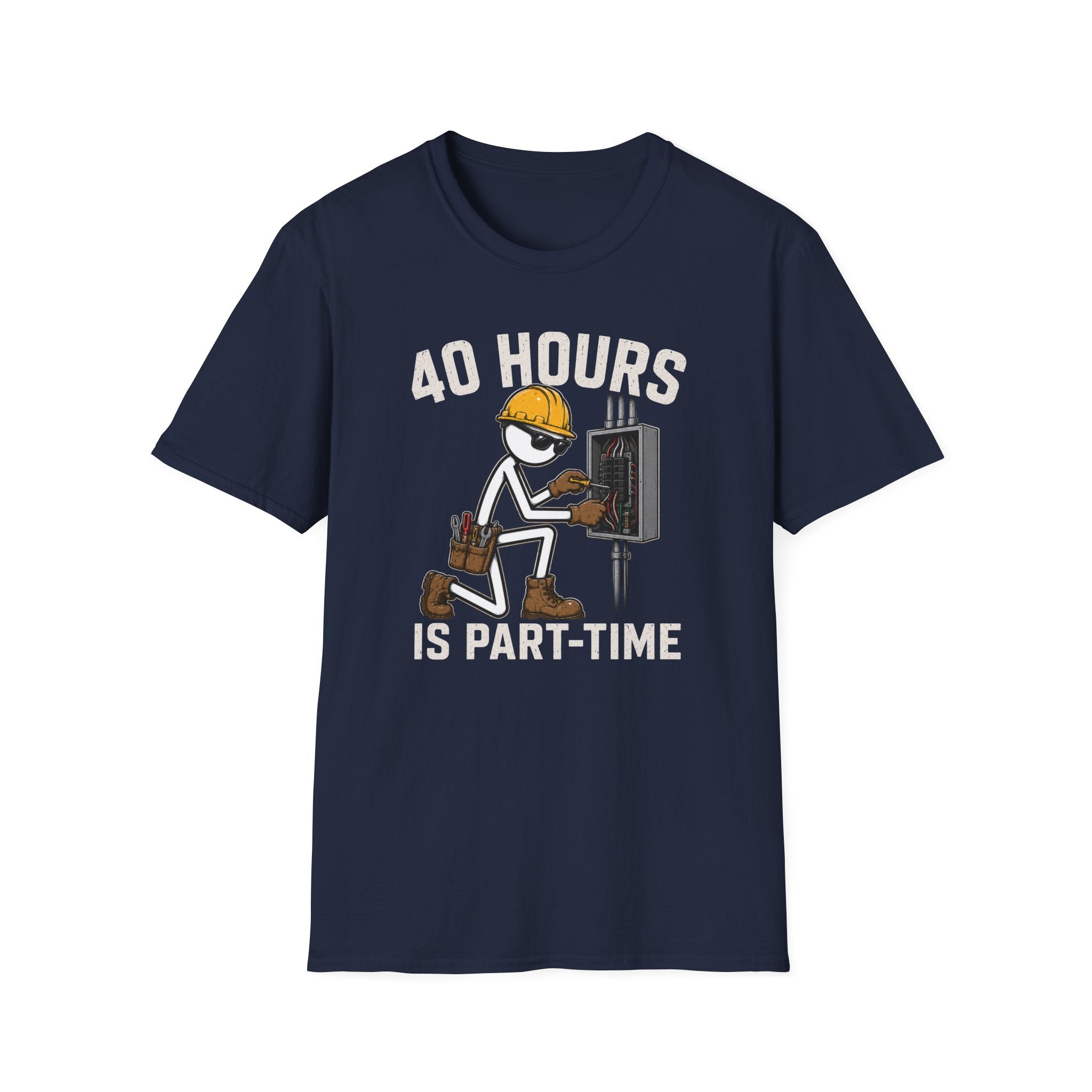 40 Hours Part Time Electrician Stickman T-Shirt