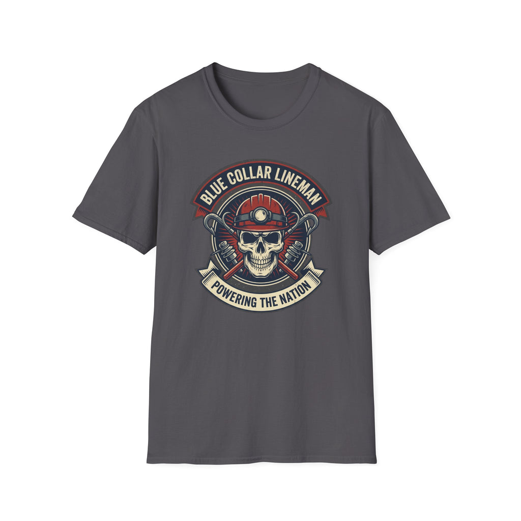 Blue Collar Lineman Skull T-Shirt
