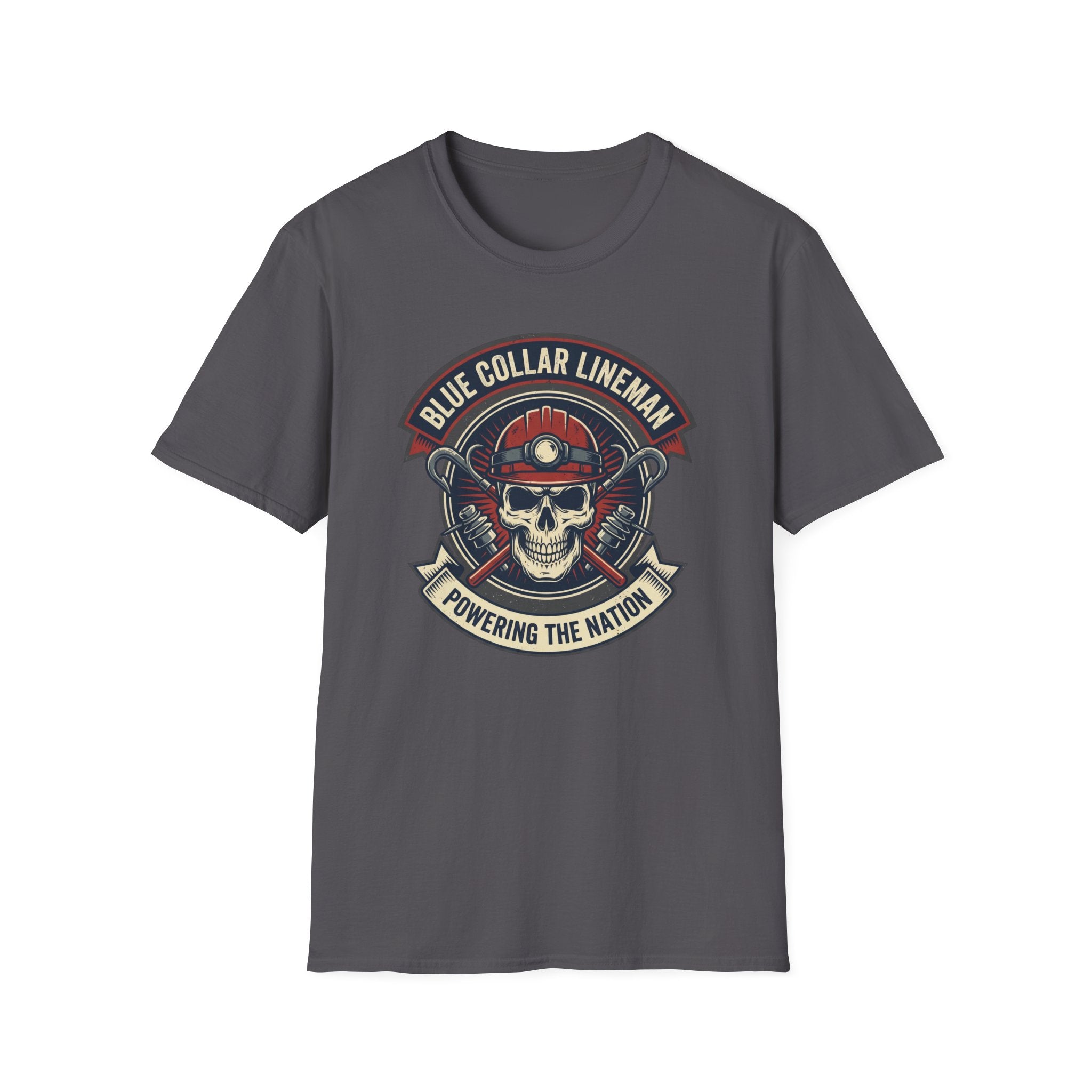 Blue Collar Lineman Skull T-Shirt