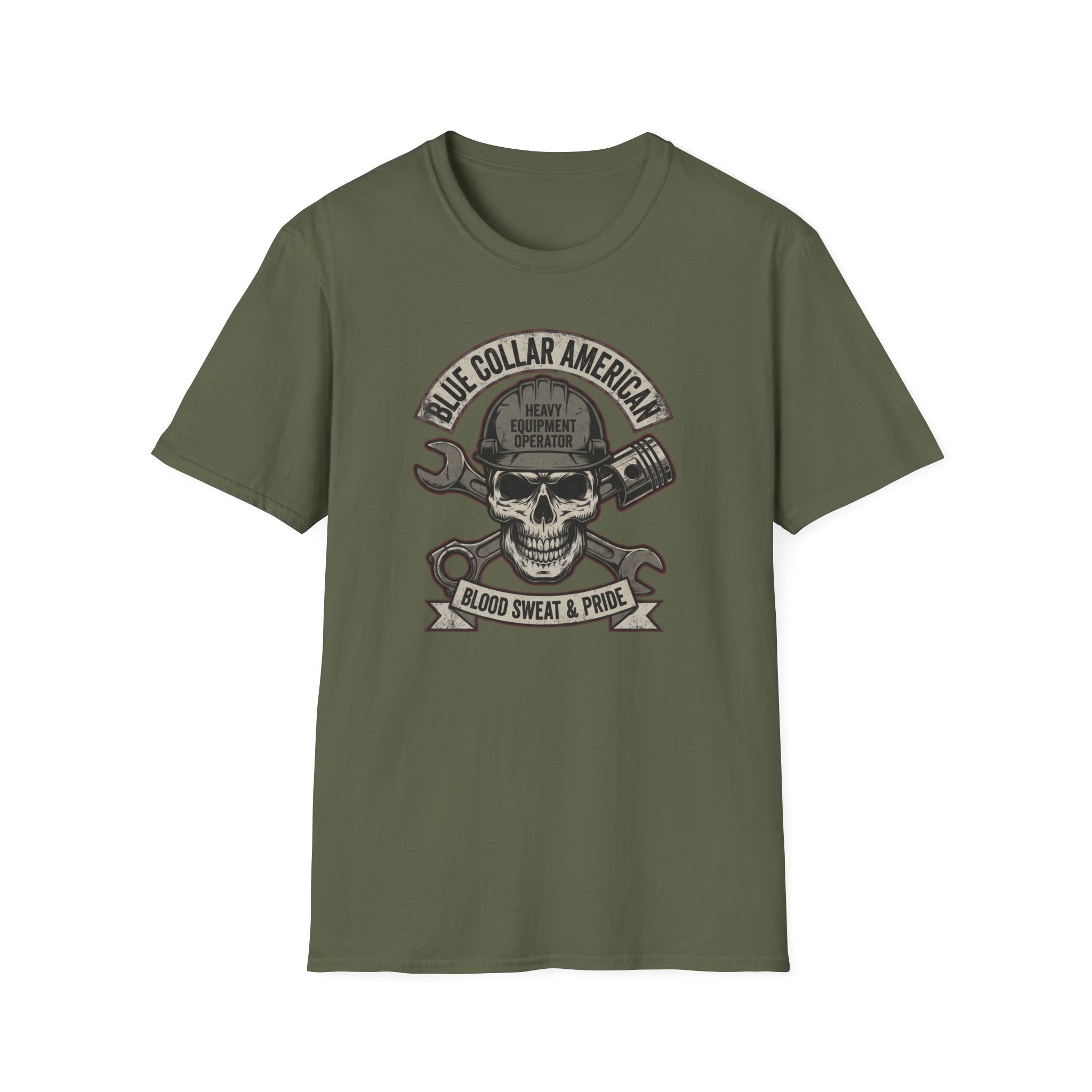Blue Collar Equipment Operator Skull T-Shirt