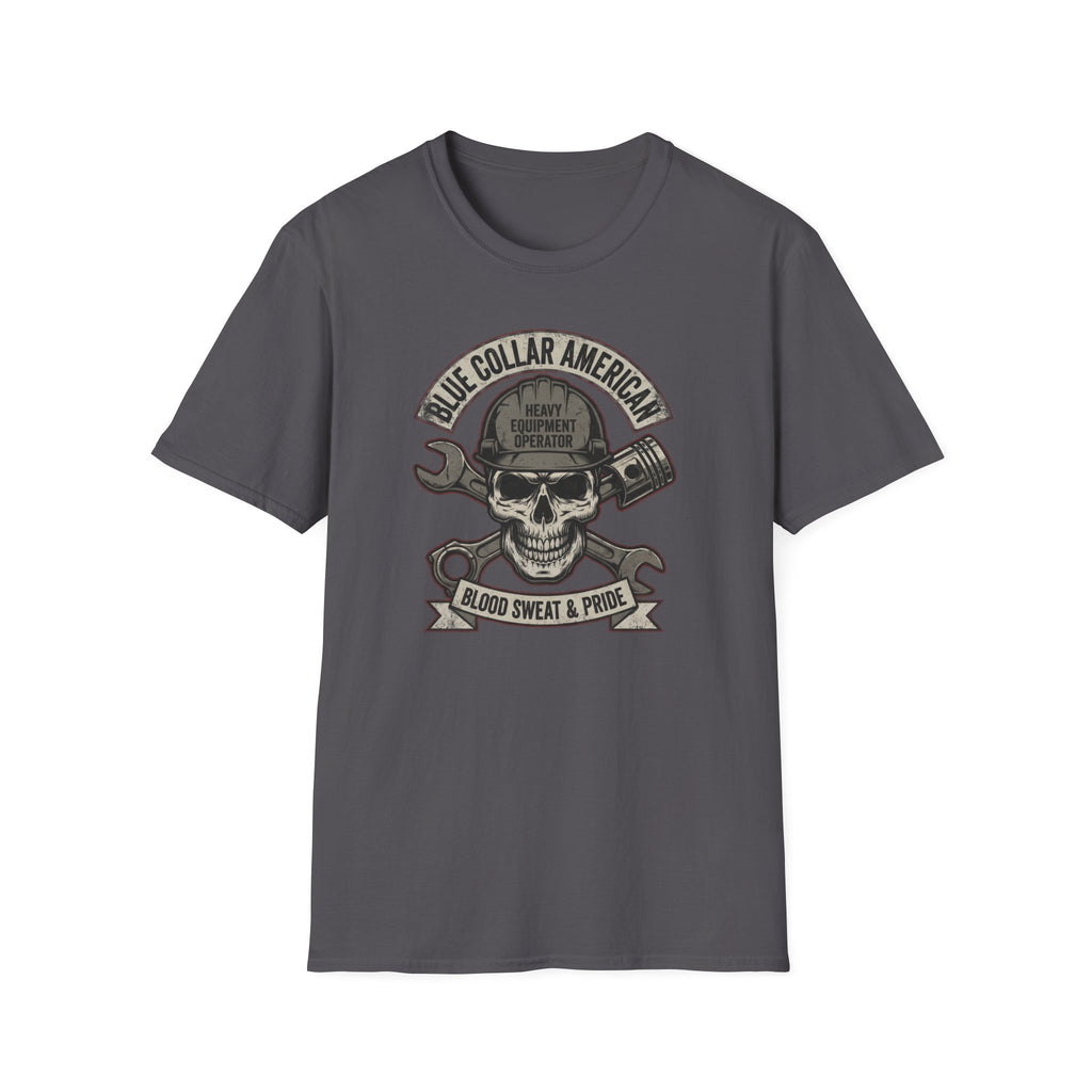 Blue Collar Equipment Operator Skull T-Shirt