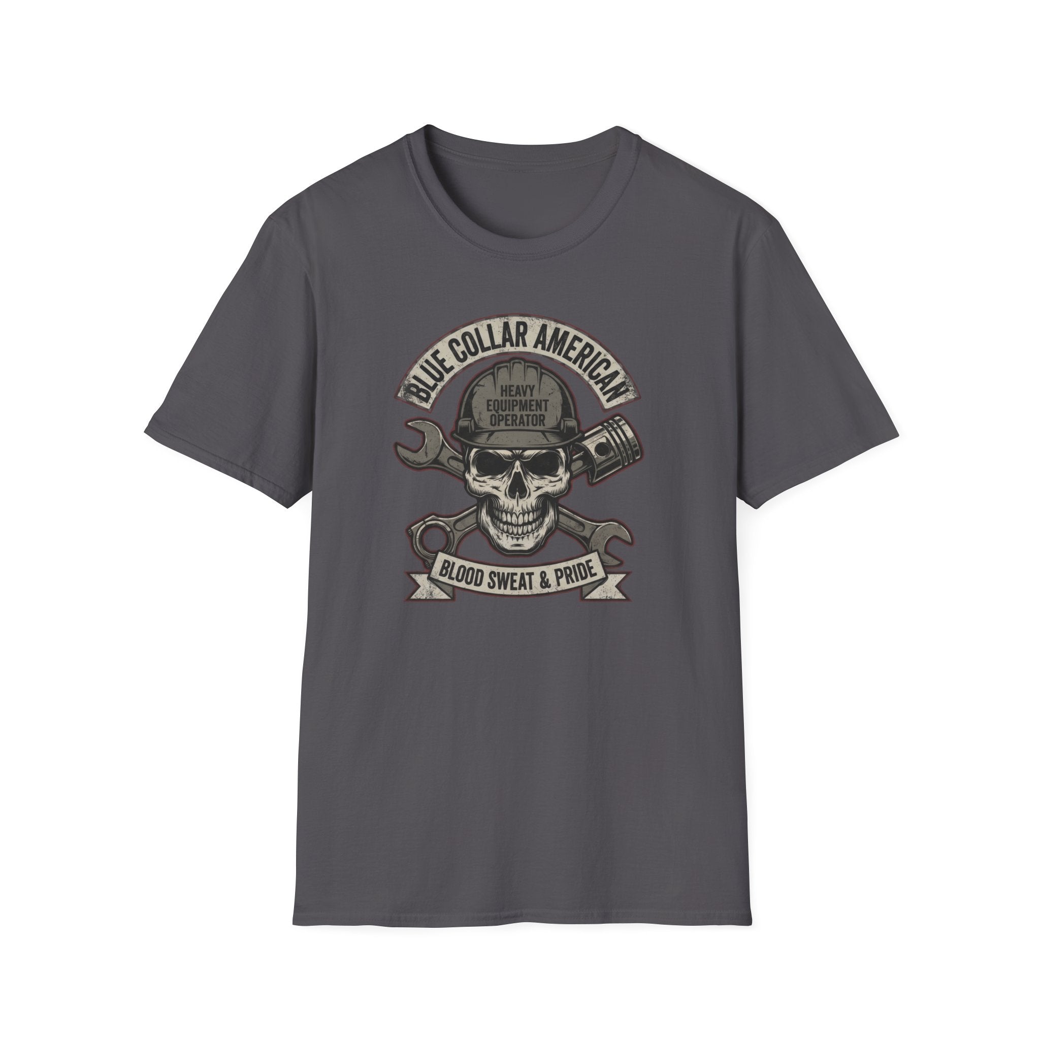 Blue Collar Equipment Operator Skull T-Shirt