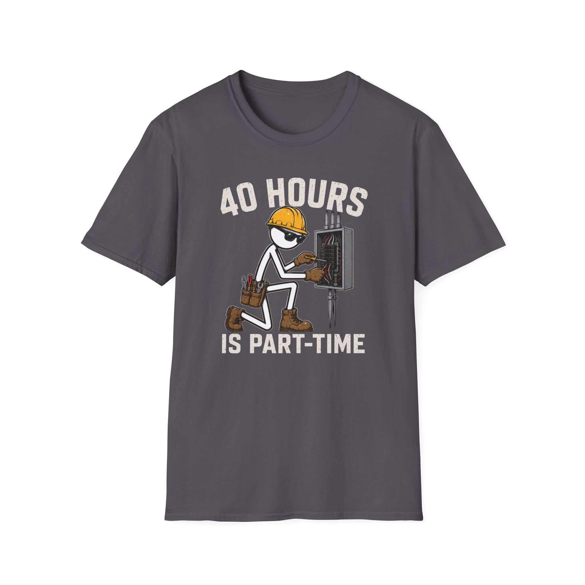 40 Hours Part Time Electrician Stickman T-Shirt