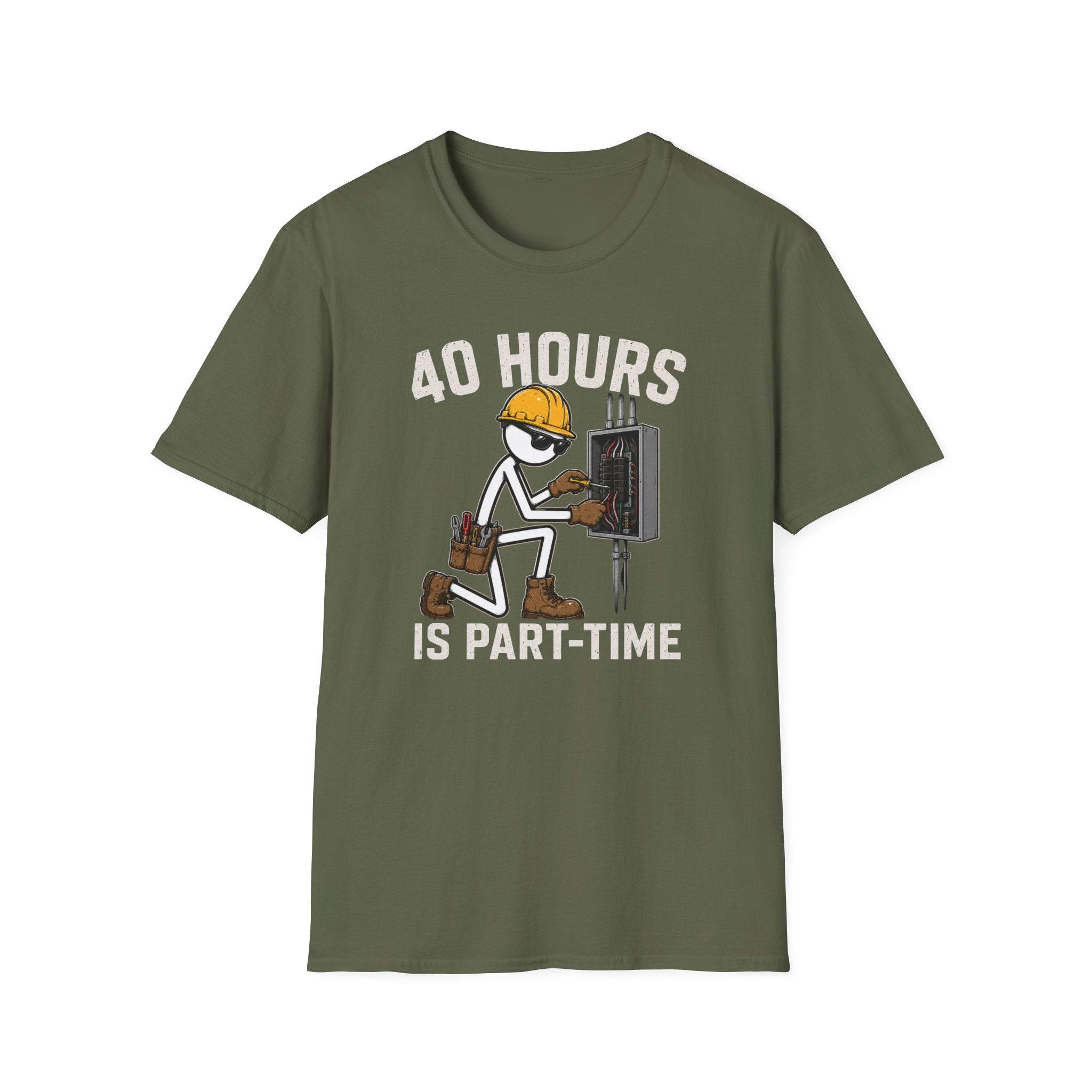 40 Hours Part Time Electrician Stickman T-Shirt