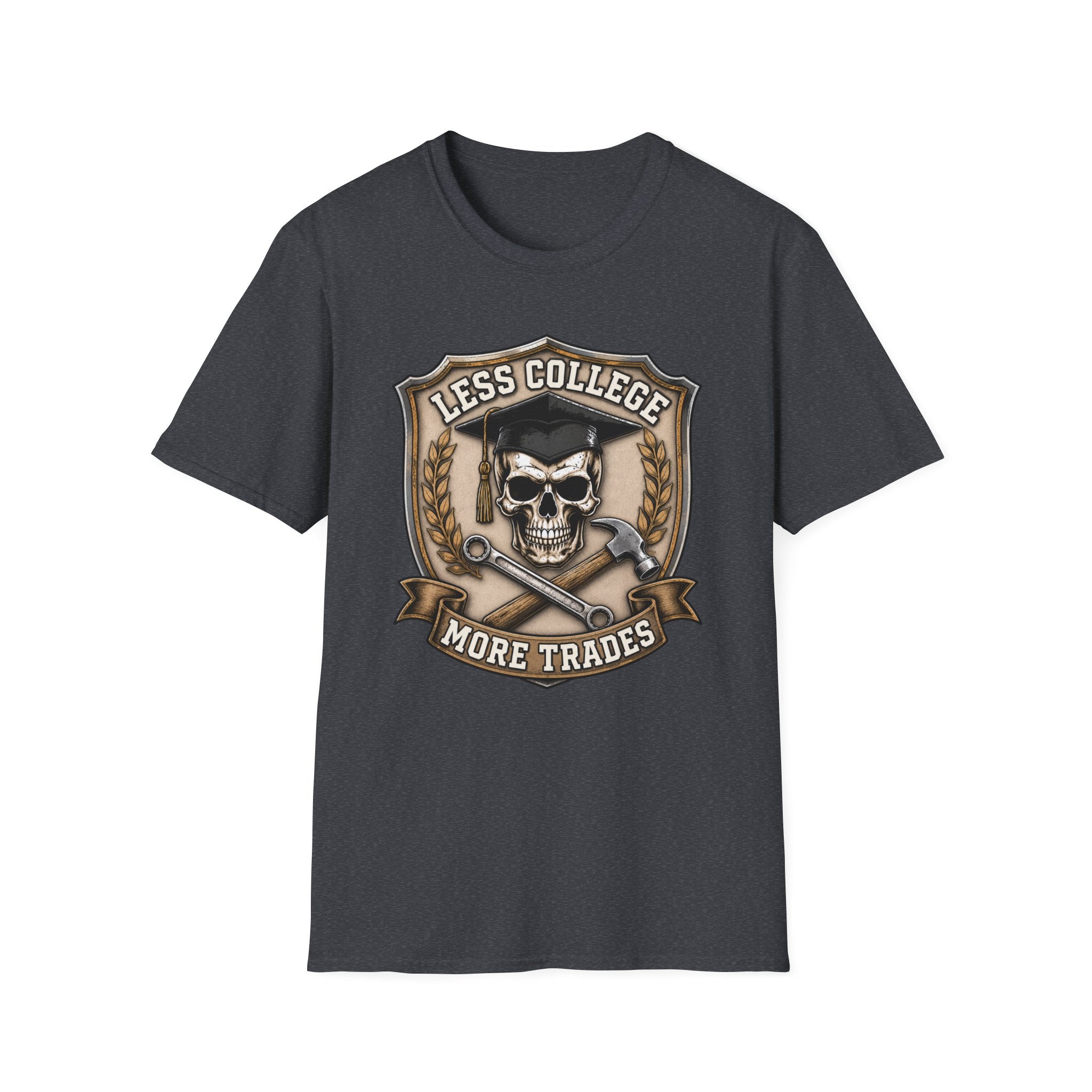 Less College More Trades Skull T-Shirt