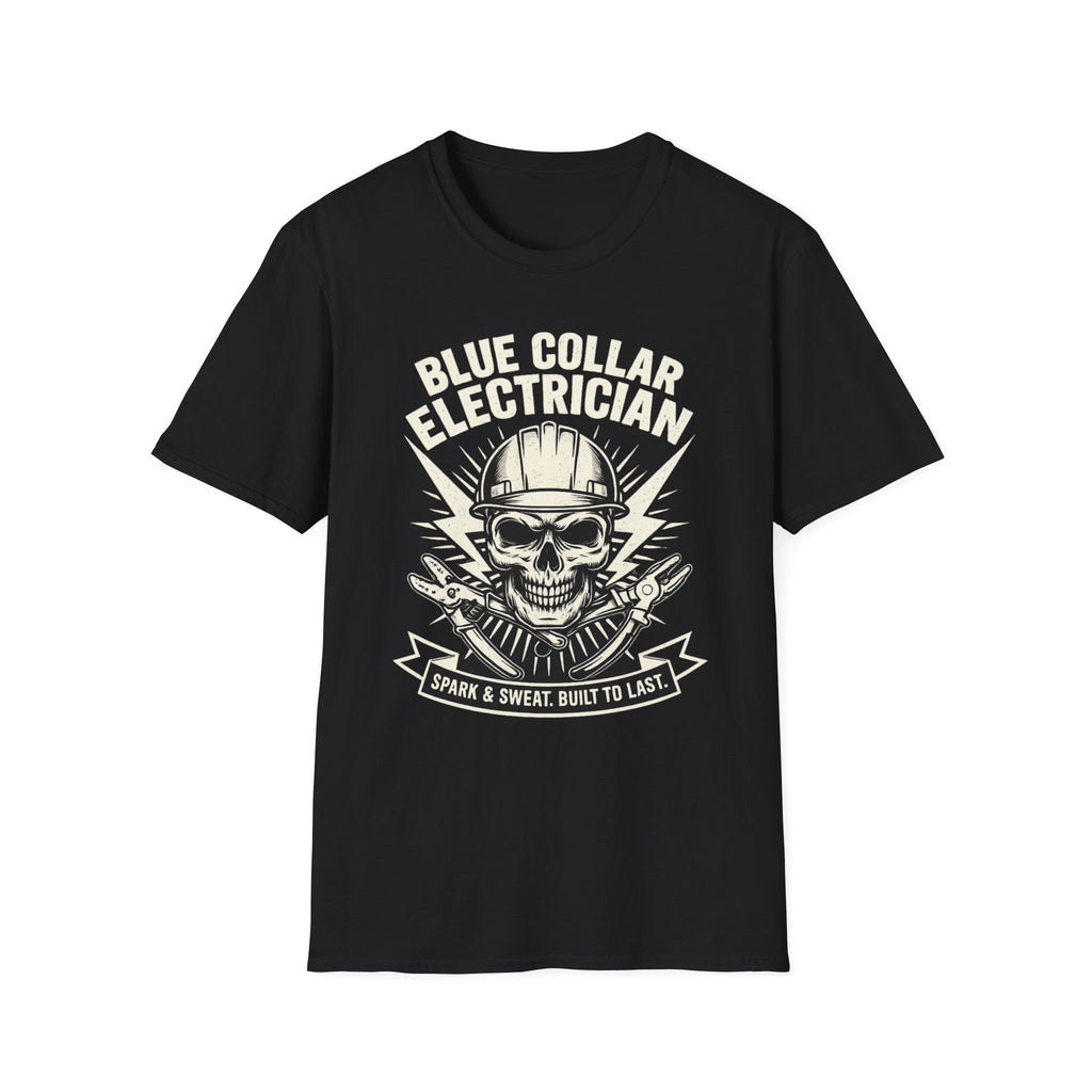 Blue Collar Electrician Skull T-Shirt