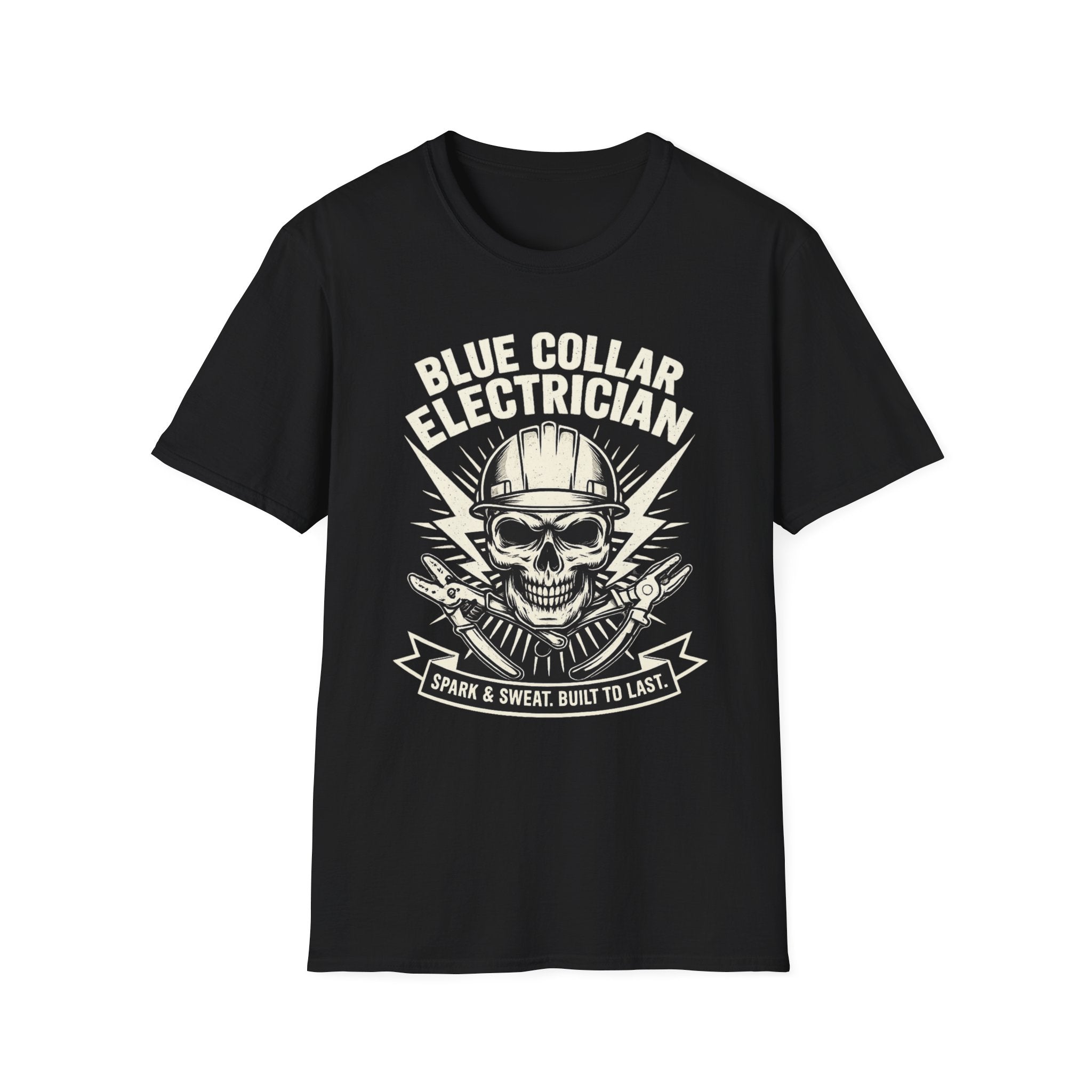 Blue Collar Electrician Skull T-Shirt