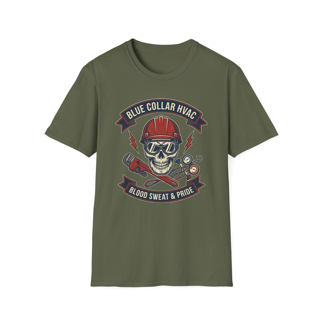 Blue Collar HVAC Skull T-Shirt