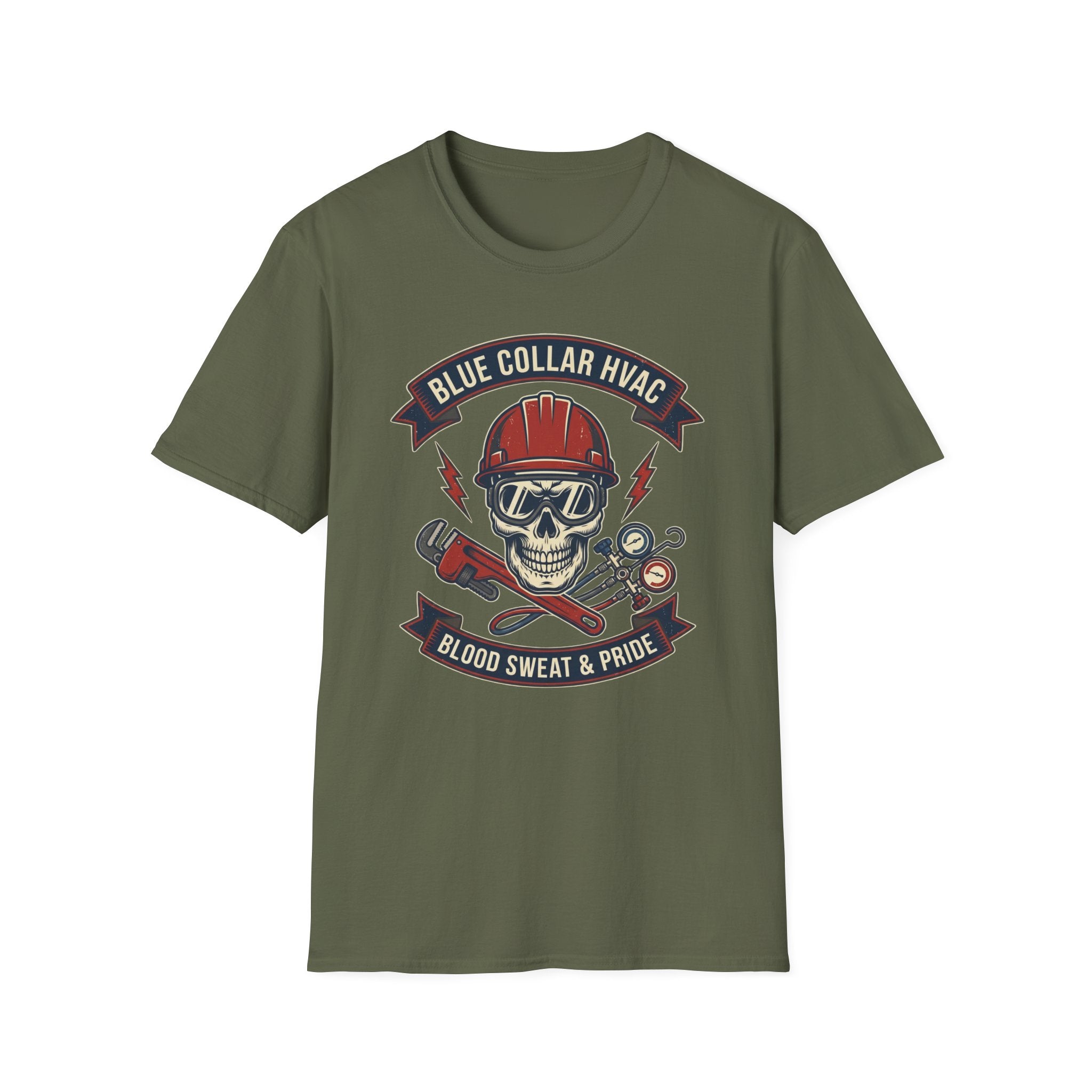Blue Collar HVAC Skull T-Shirt