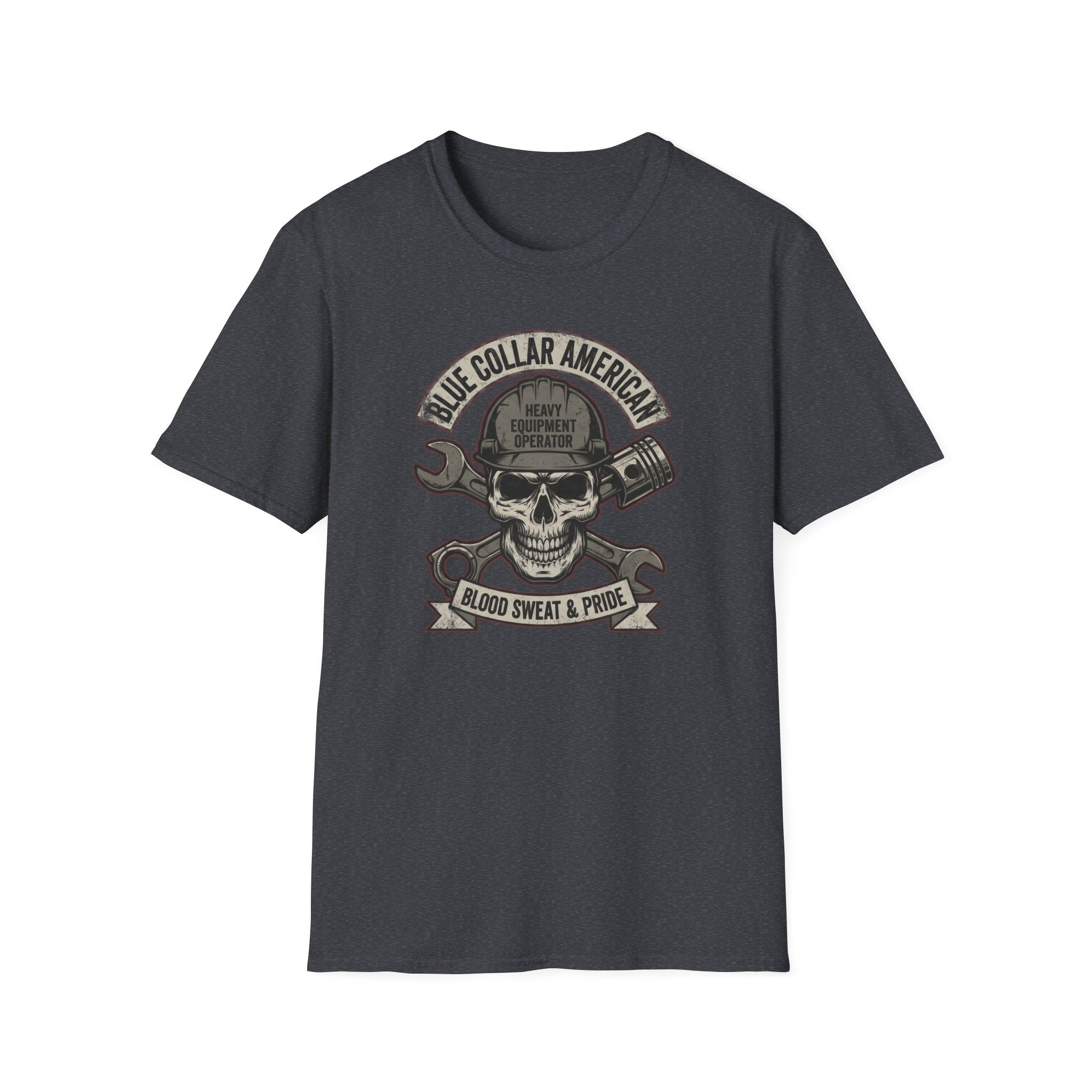 Blue Collar Equipment Operator Skull T-Shirt