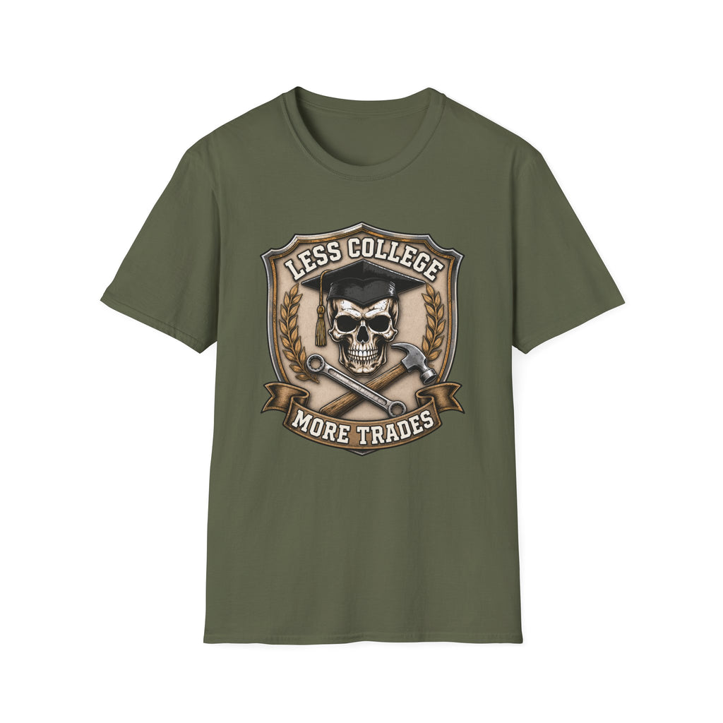 Less College More Trades Skull T-Shirt