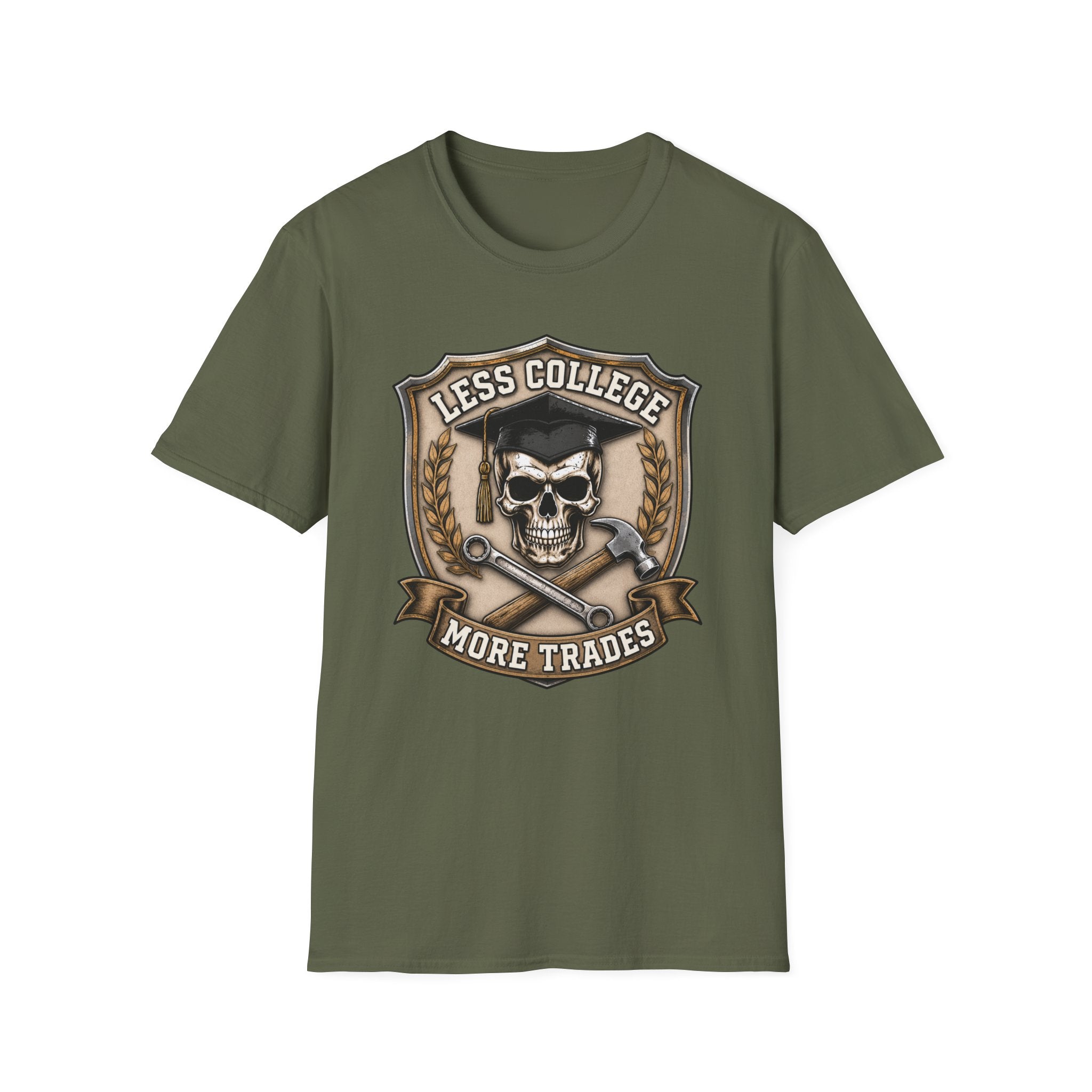 Less College More Trades Skull T-Shirt