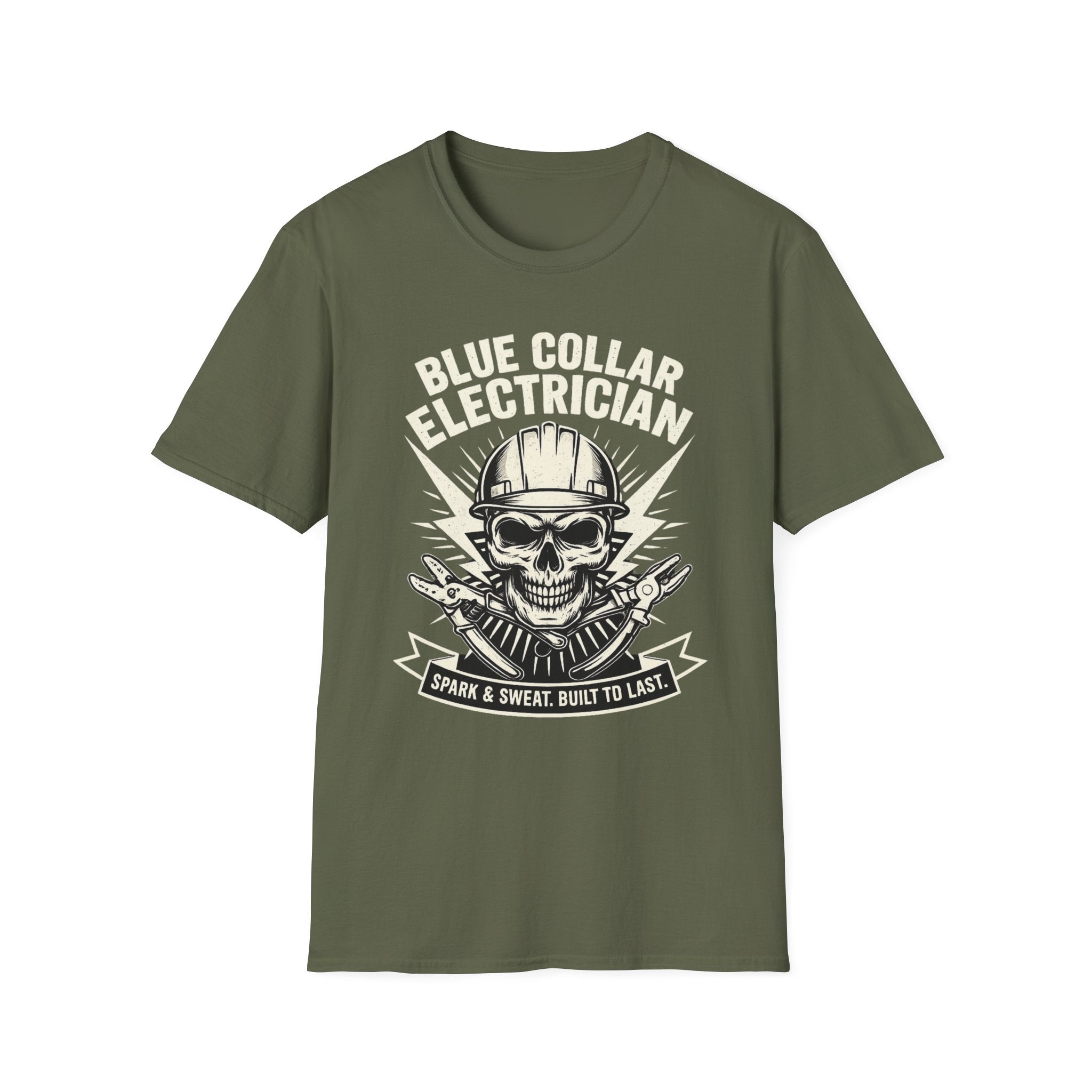 Blue Collar Electrician Skull T-Shirt