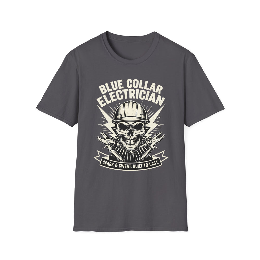 Blue Collar Electrician Skull T-Shirt