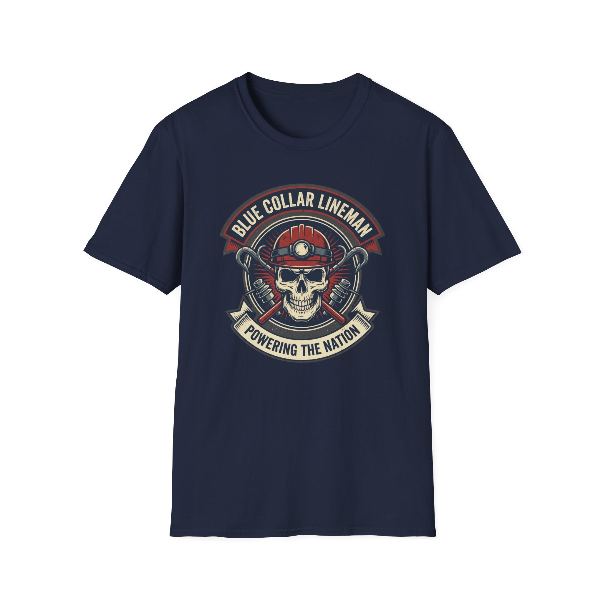 Blue Collar Lineman Skull T-Shirt