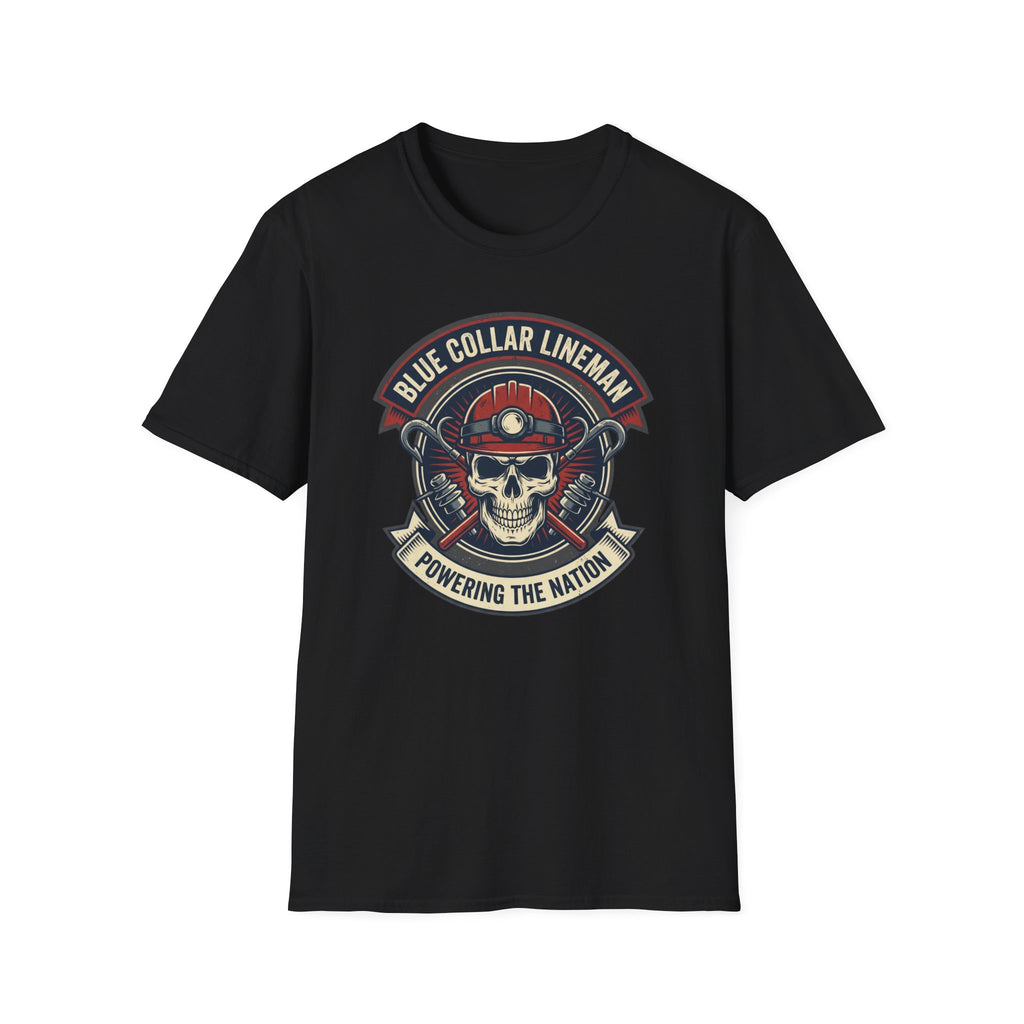 Blue Collar Lineman Skull T-Shirt