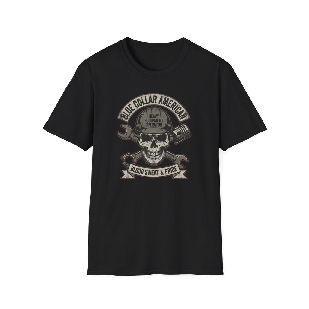 Blue Collar Equipment Operator Skull T-Shirt