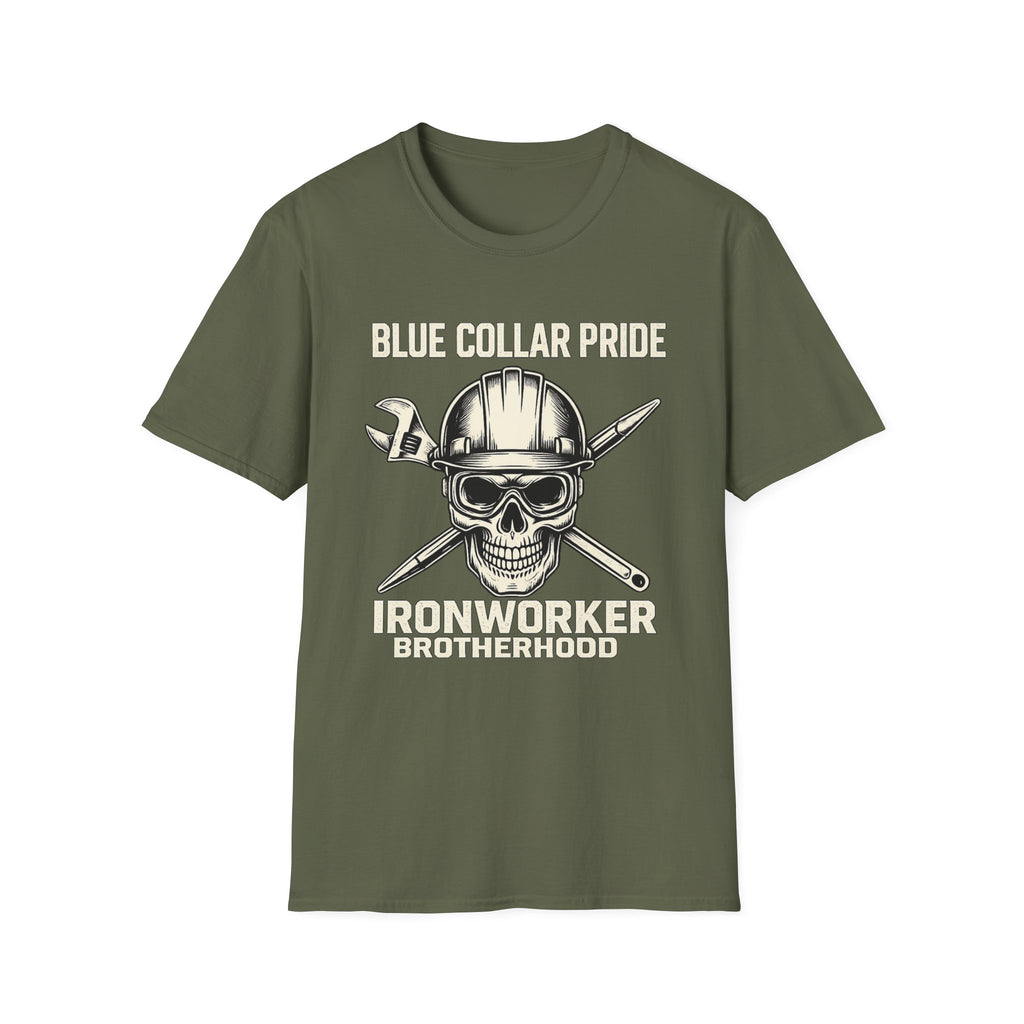 Blue Collar Ironworker Skull T-Shirt
