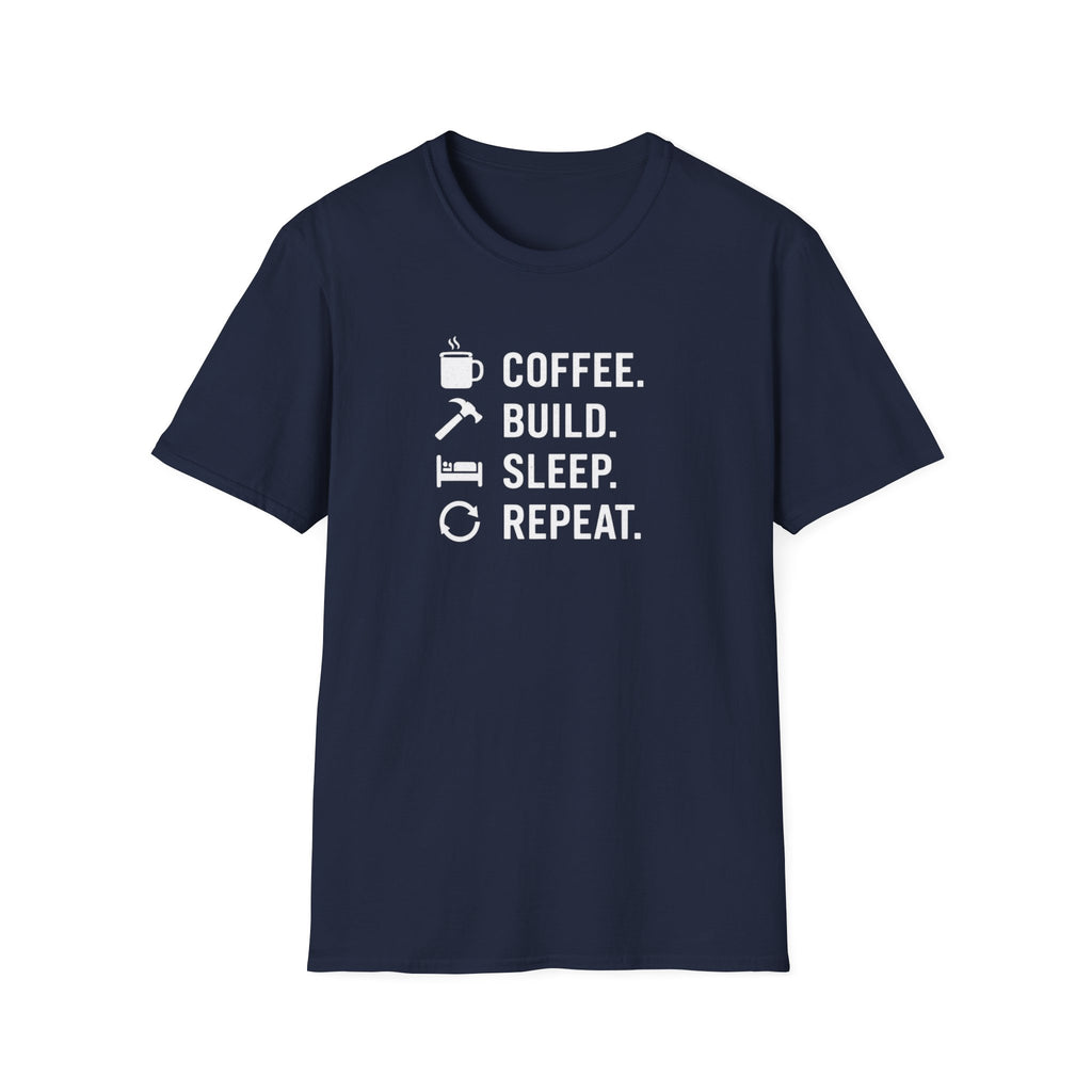 Coffee Build Sleep Repeat T-Shirt