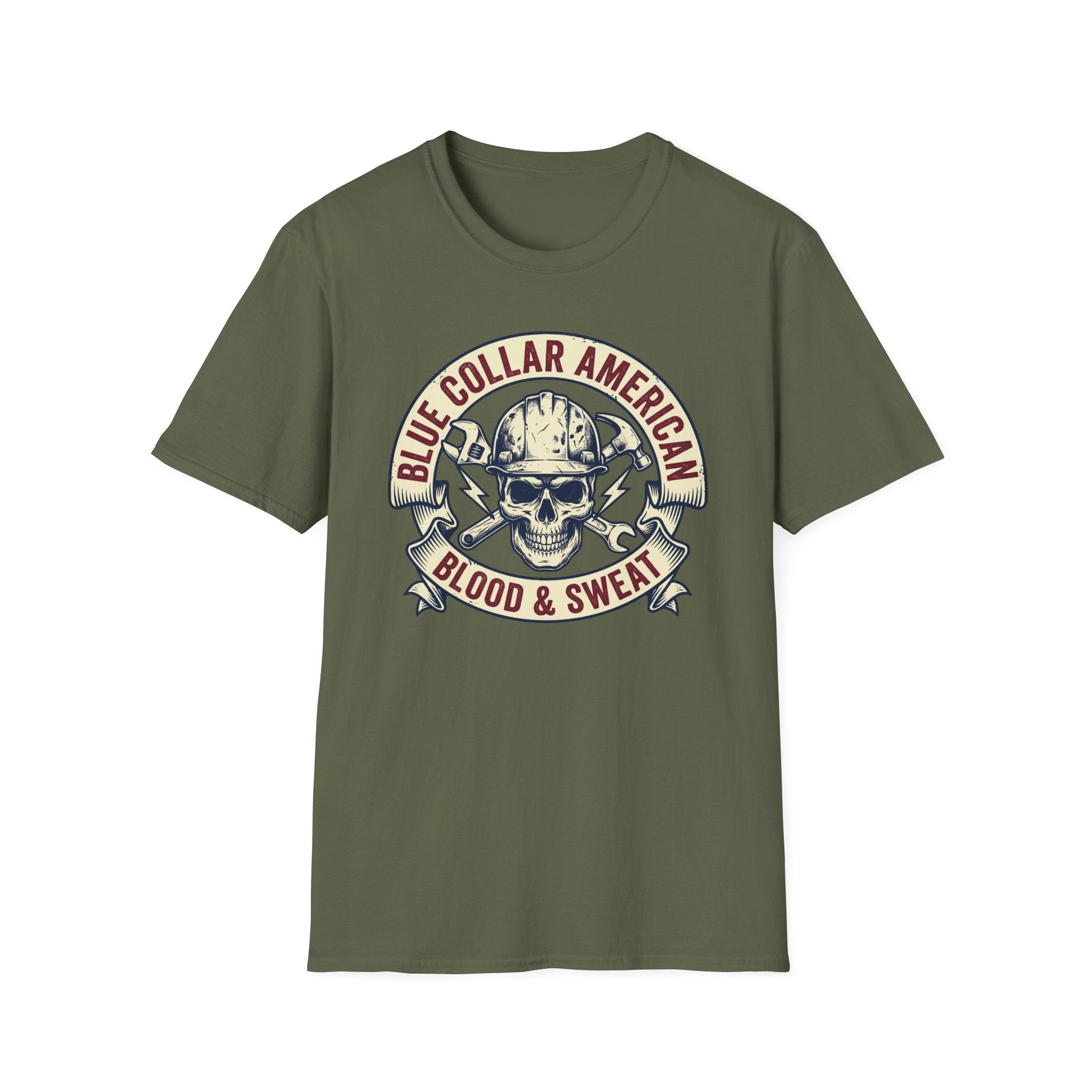 Blue Collar American Skull T-Shirt