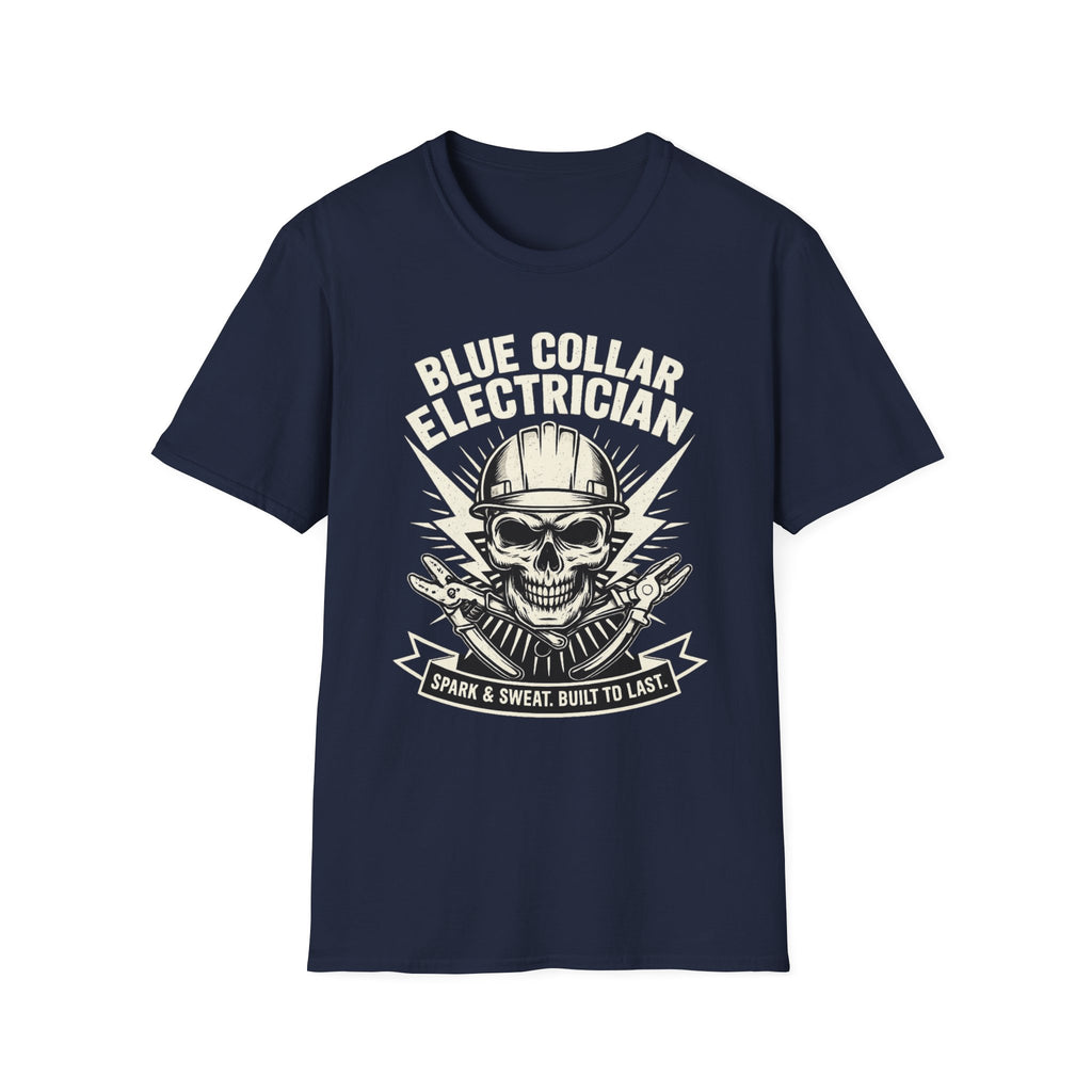 Blue Collar Electrician Skull T-Shirt