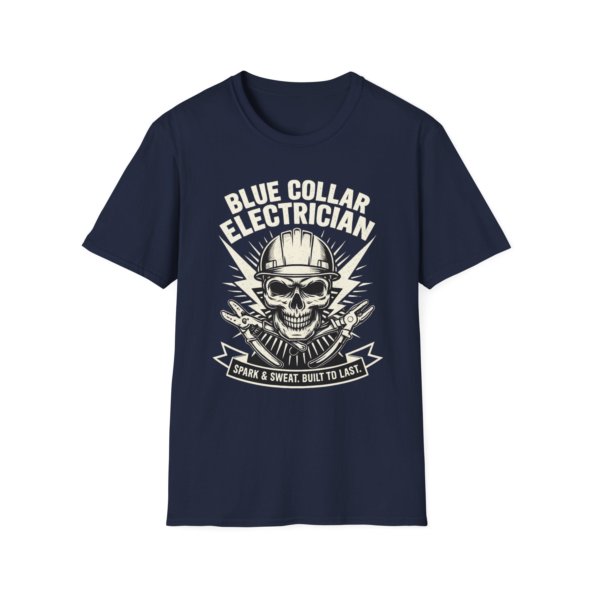 Blue Collar Electrician Skull T-Shirt