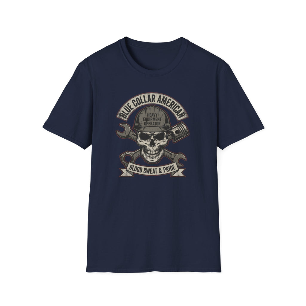 Blue Collar Equipment Operator Skull T-Shirt