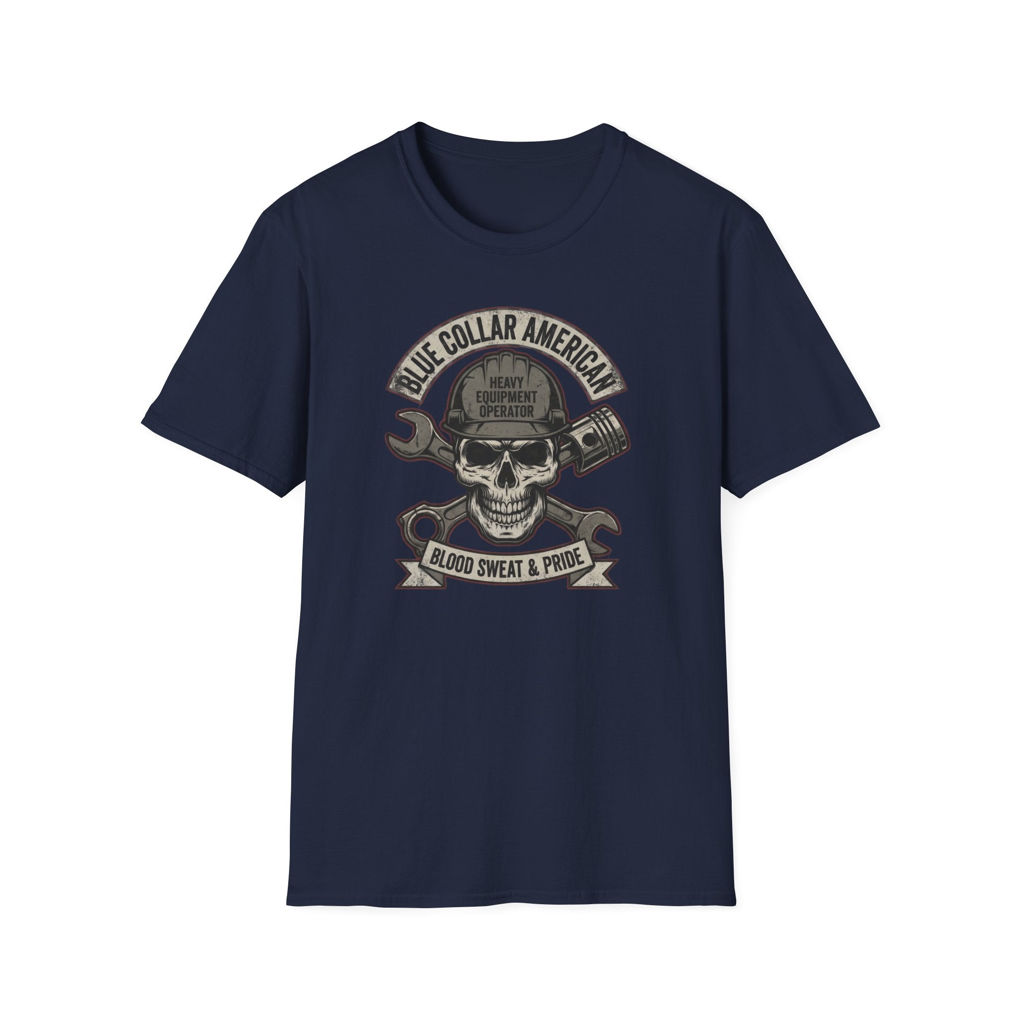 Blue Collar Equipment Operator Skull T-Shirt