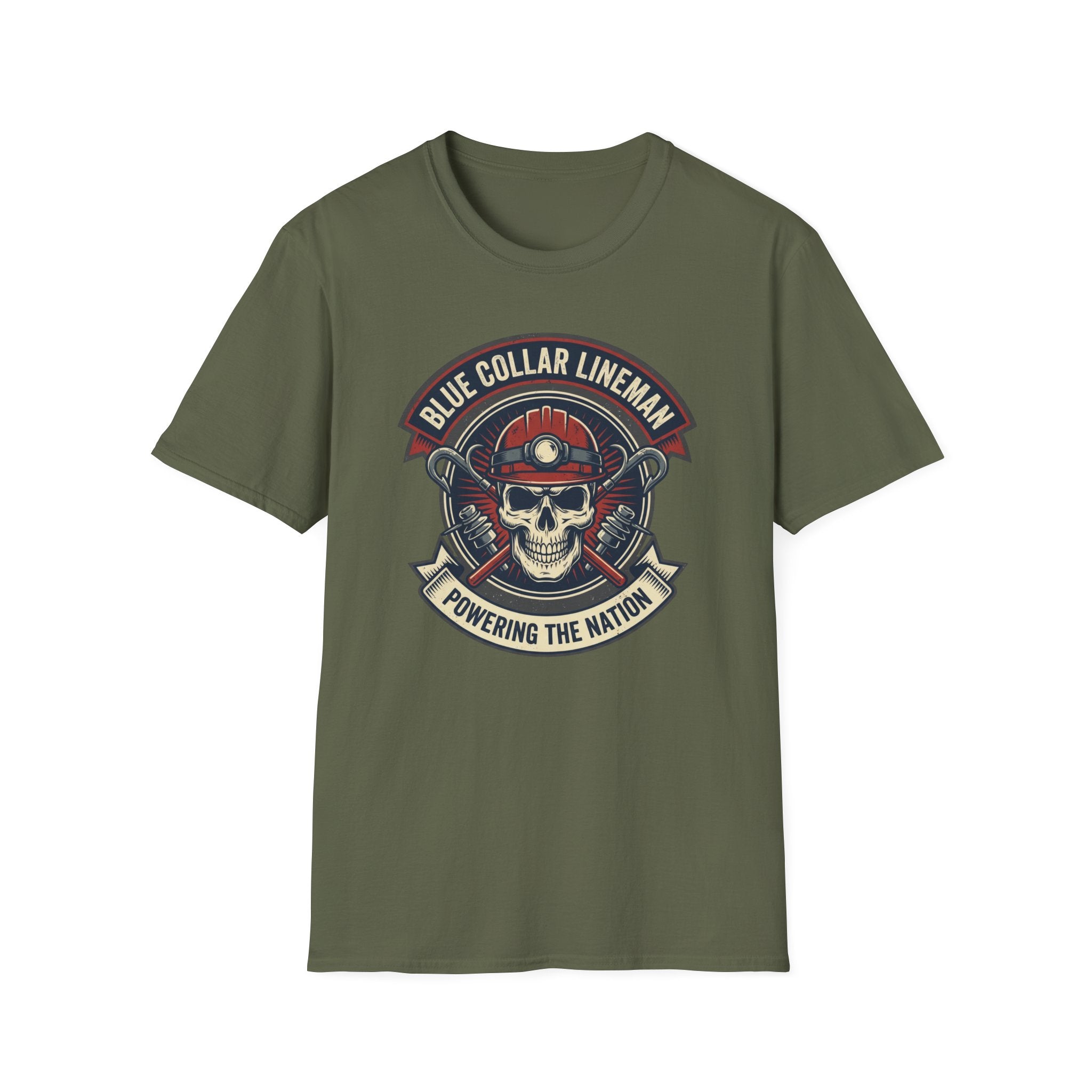 Blue Collar Lineman Skull T-Shirt