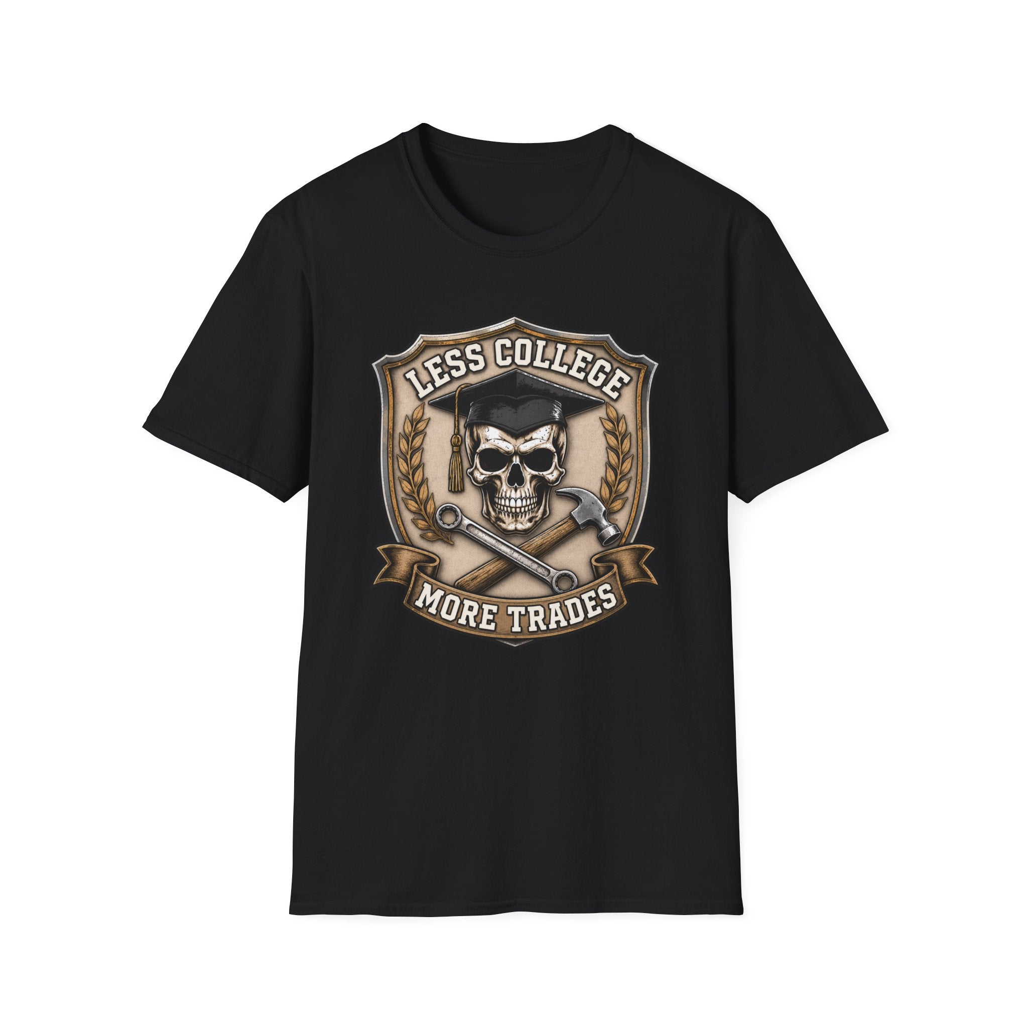 Less College More Trades Skull T-Shirt