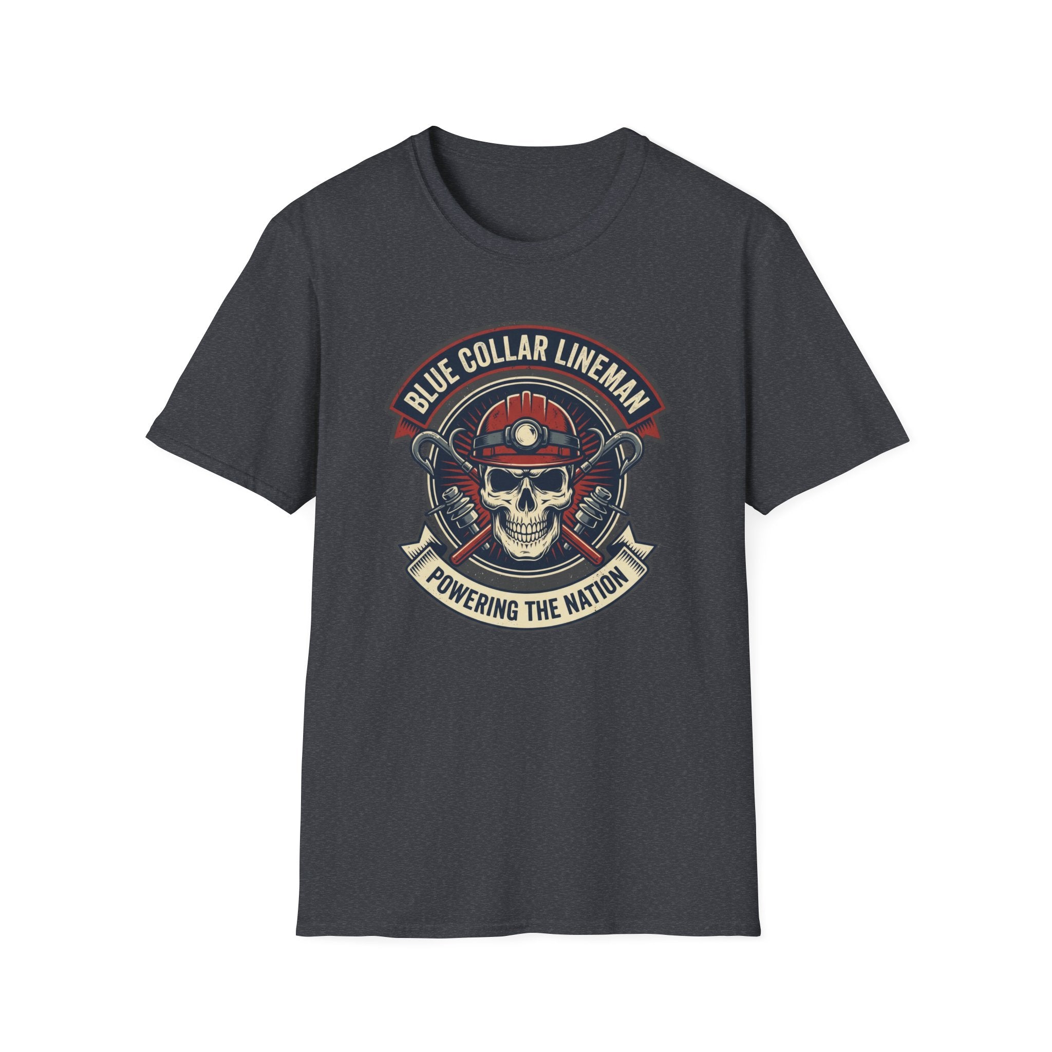 Blue Collar Lineman Skull T-Shirt