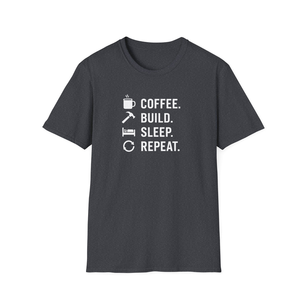 Coffee Build Sleep Repeat T-Shirt