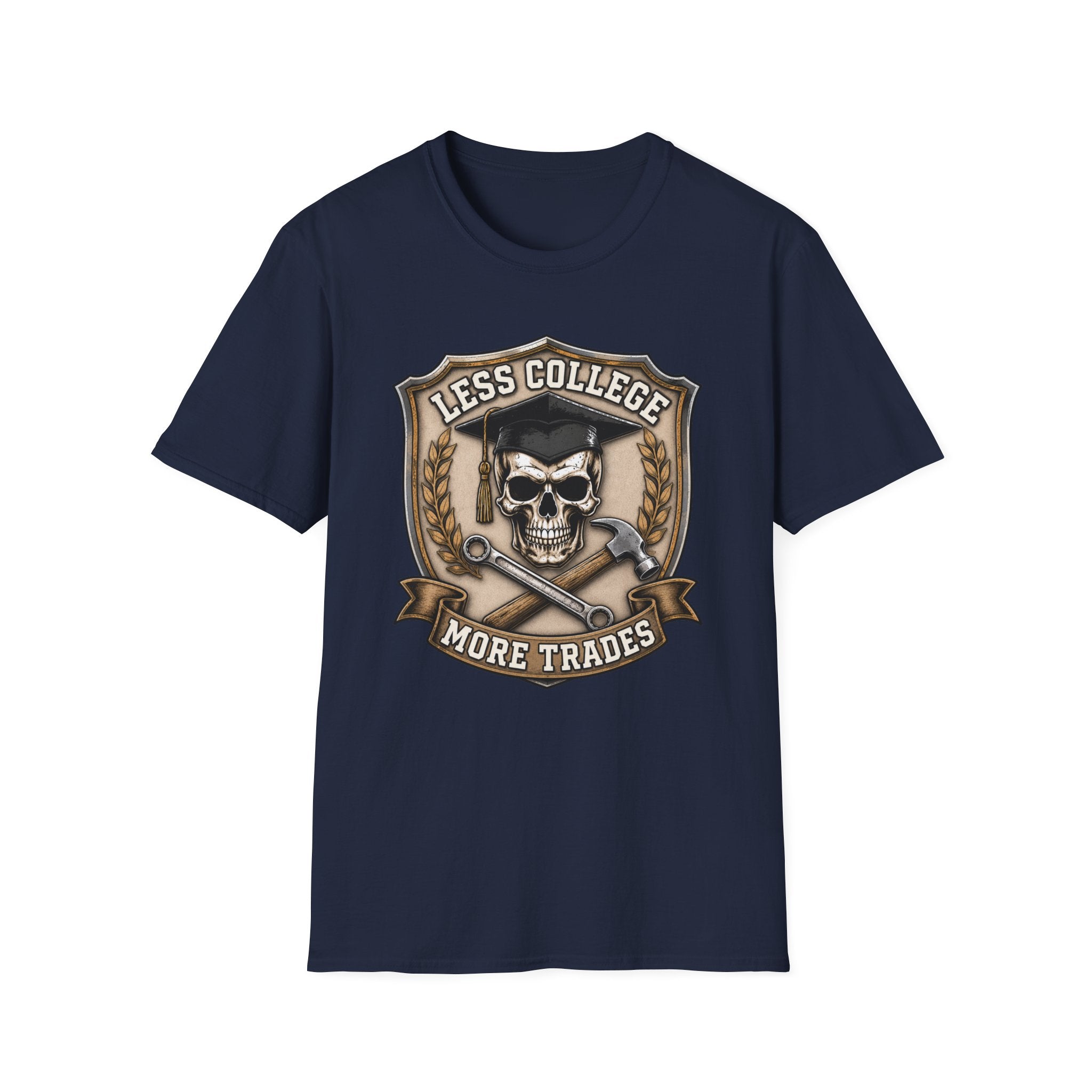 Less College More Trades Skull T-Shirt